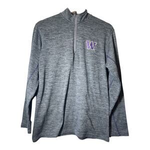 UW University of Washington Huskies Quarter Zip Shirt Mens Small 1/4 LS Gray